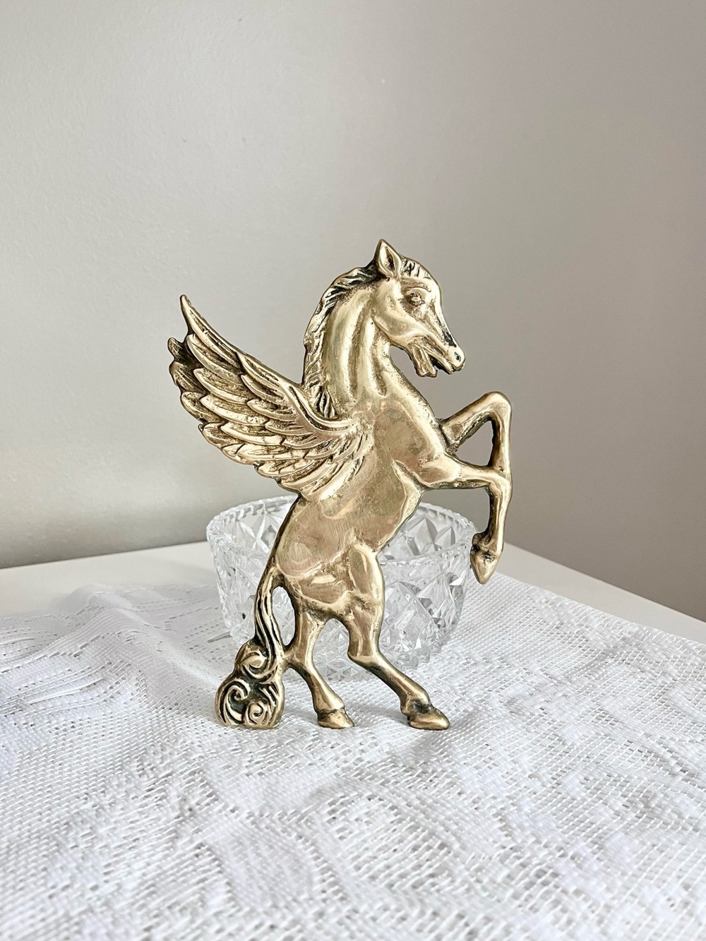 Vintage Brass Pegasus Winged Horse Greek Mythology Fantasy Wall Decor
